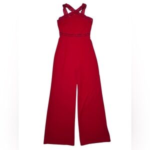 Jumpsuit Red Sleeveless Cross Back One Piece Wide Leg size medium women’s